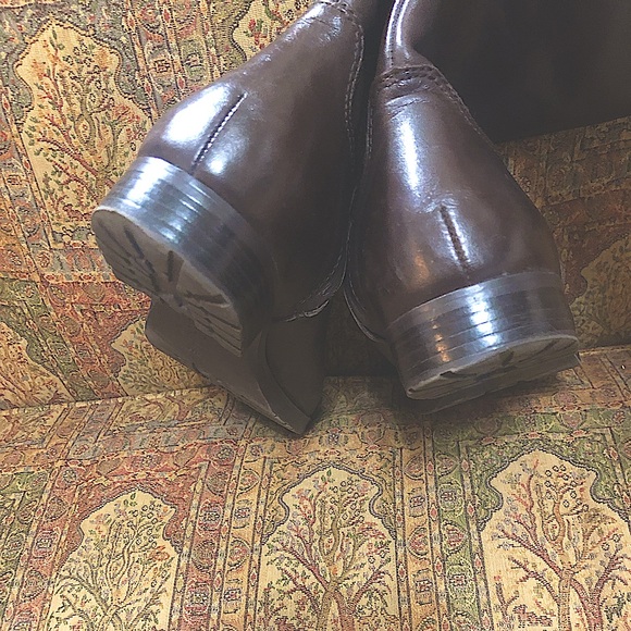 Ralph Lauren Brown Leather Sariah Knee High Boots With Brass Logo Detail Size 8 - Picture 10 of 16